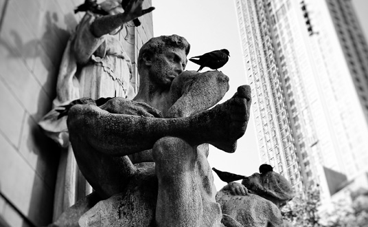 Black and White photography of statue
